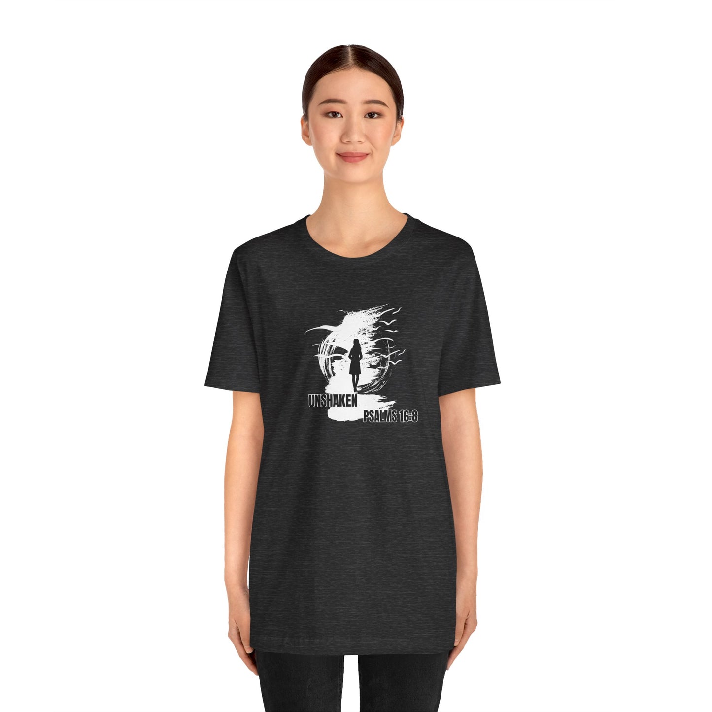 Unisex Tee - Unshaken in God's Presence Inspired by Psalms 16:8 - Women