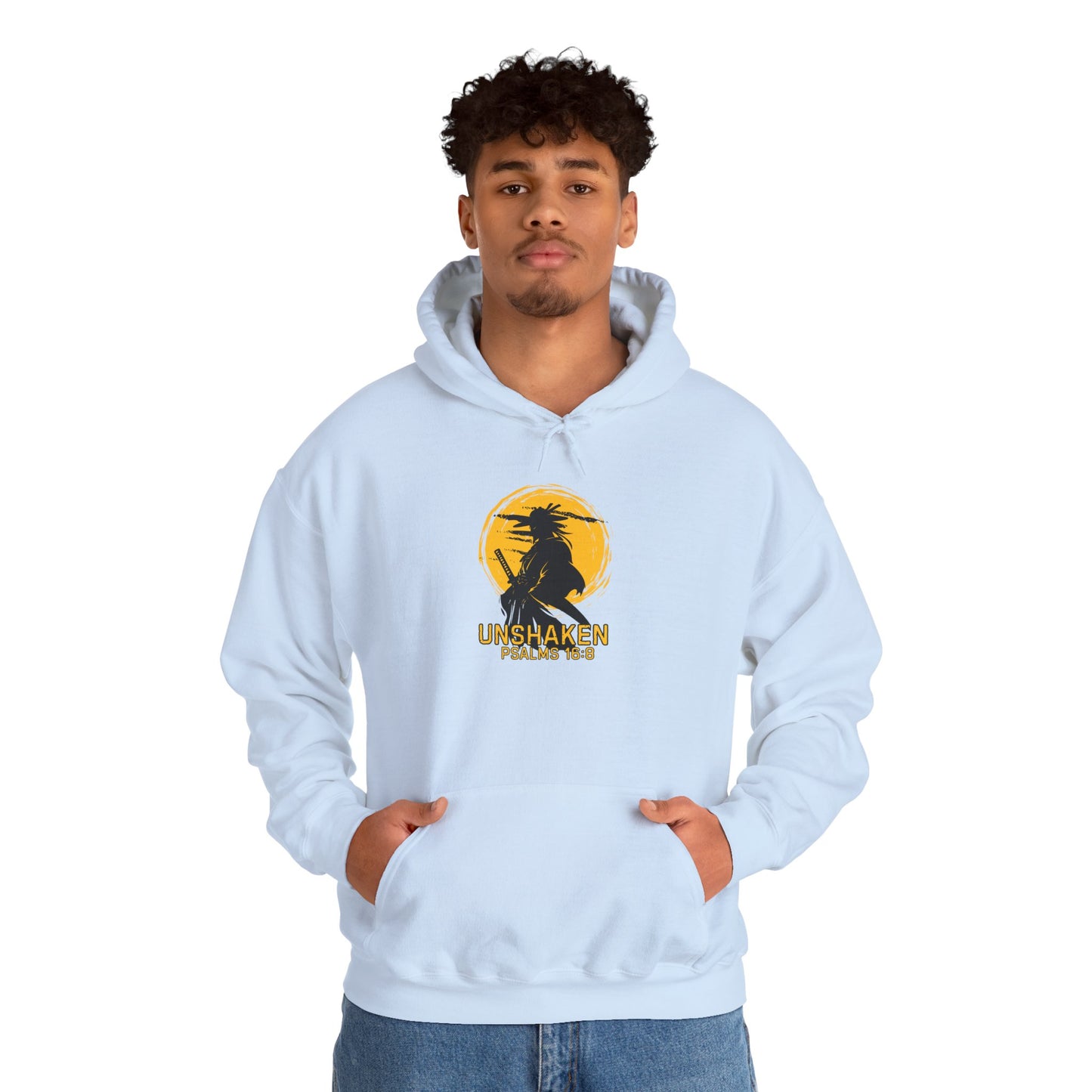 Unshaken Hoodie — Psalm 16:8 Faith Sweatshirt