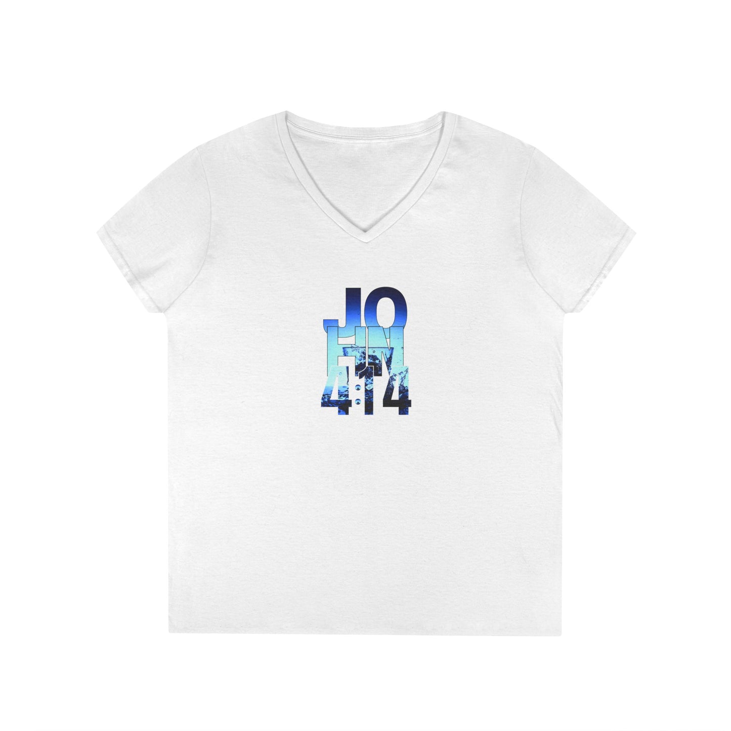 V-Neck T-Shirt - John 4:14 Christian Inspirational Design