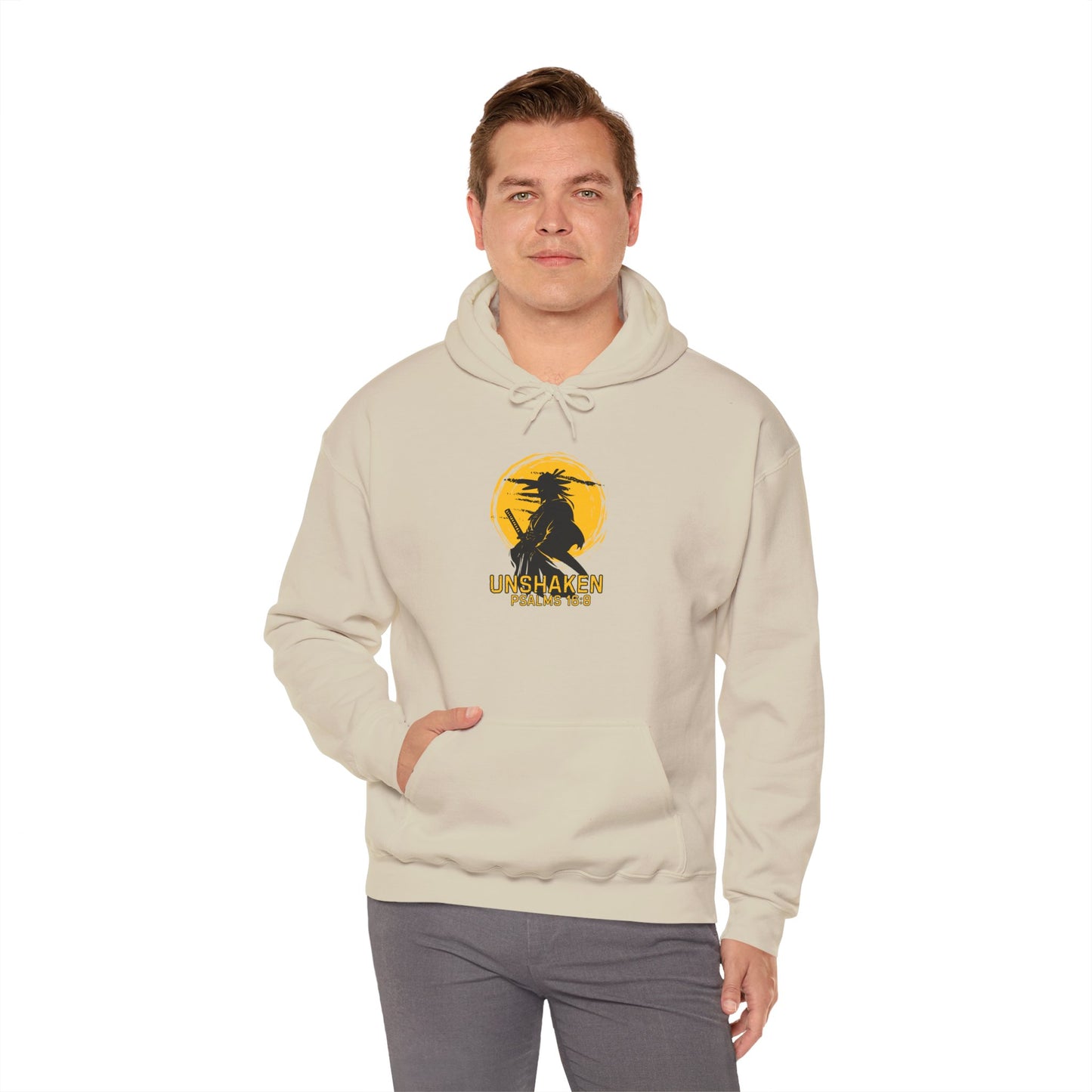 Unshaken Hoodie — Psalm 16:8 Faith Sweatshirt