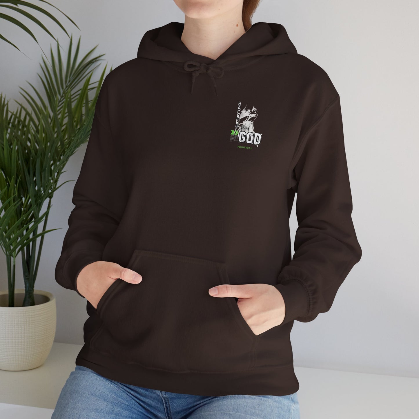 Backed By God Hoodie — Psalm 56:9-11 Faith Sweatshirt