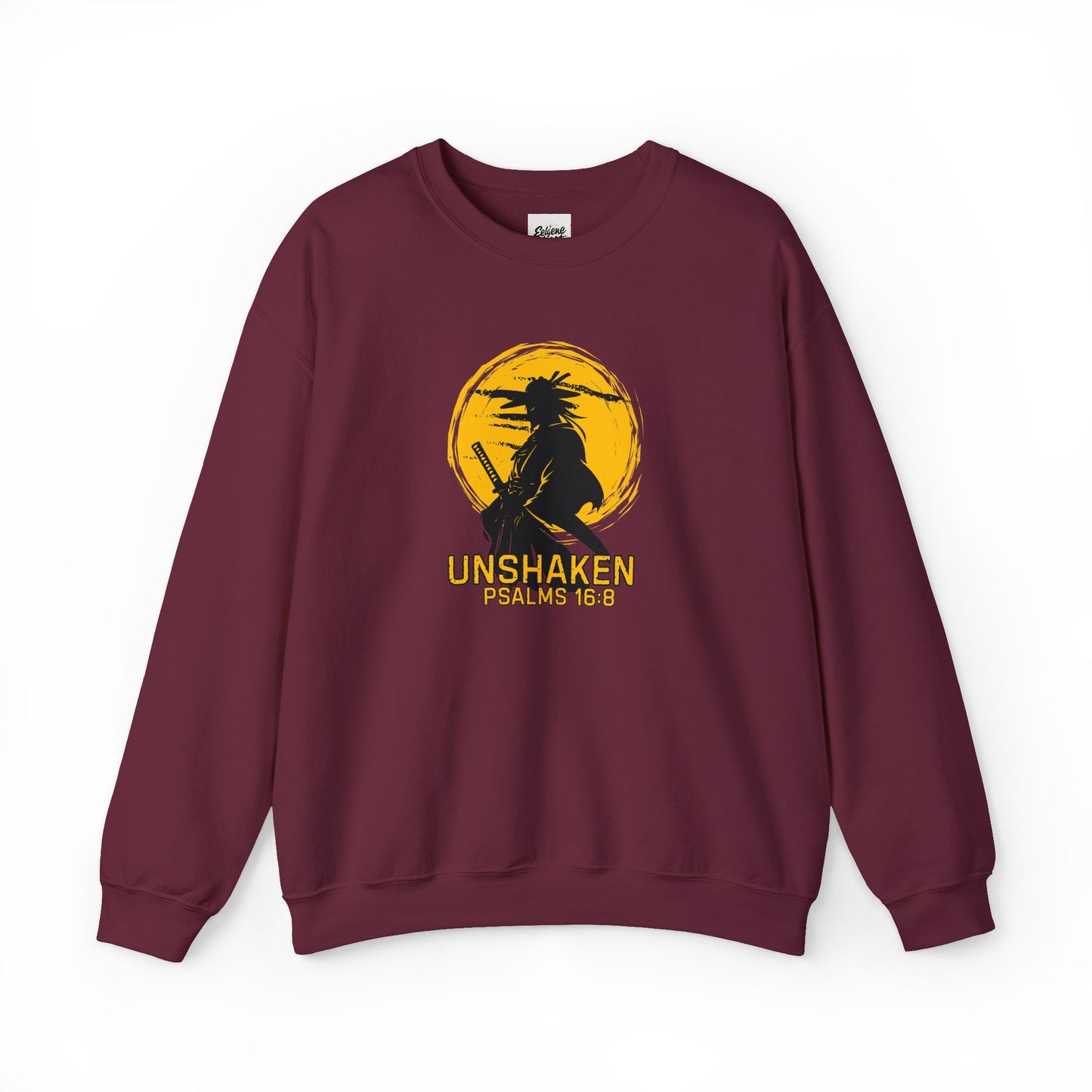 Unshaken Crewneck Sweatshirt — Psalms 16:8 Faith Graphic