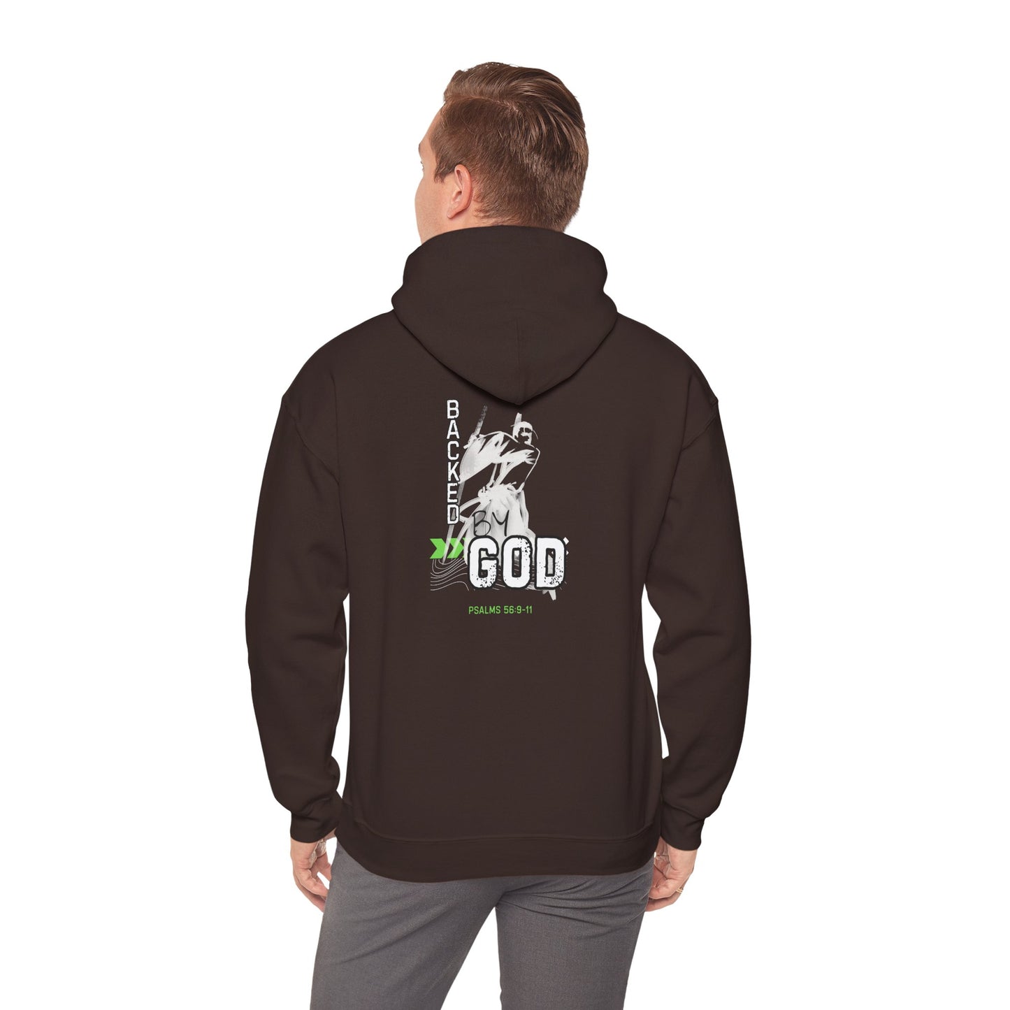 Backed By God Hoodie — Psalm 56:9-11 Faith Sweatshirt